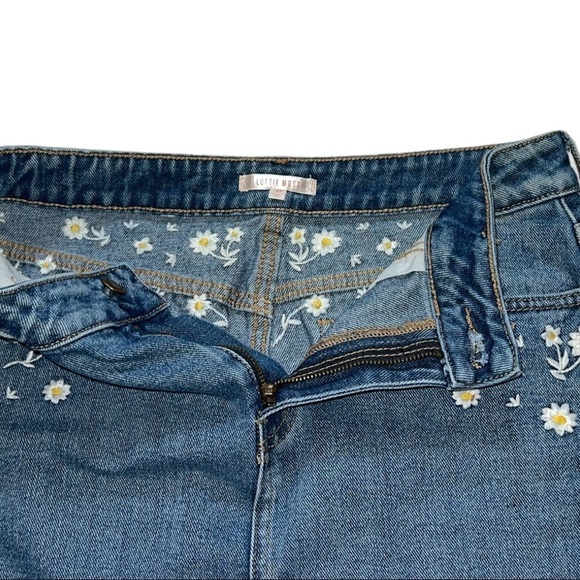 LOTTIE MOSS DENIM JEAN DAISY‎ EMBROIDERED RAW HEM WOMEN’S SKIRT SIZE 27 - Picture 6 of 11